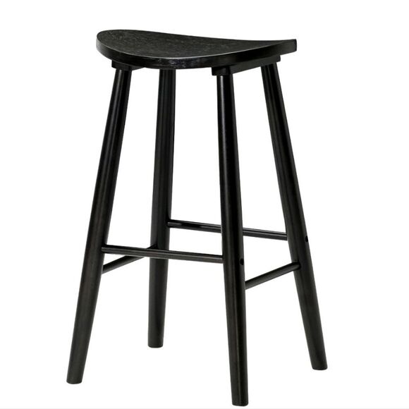 Maven Lane Luna Bar Stool In Rustic  Black Wood Finish - Picture 1 of 13